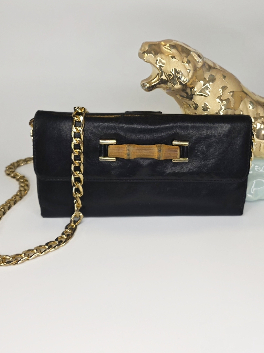 Gucci Bamboo Black Leather Long Wallet ✨️ Authentic